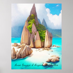 Seychelles Beach Art Ocean Lover Poster