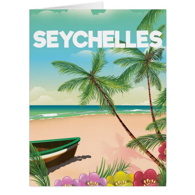 Seychelles beach travel poster (Front)