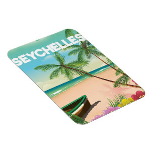 Seychelles beach travel poster magnet