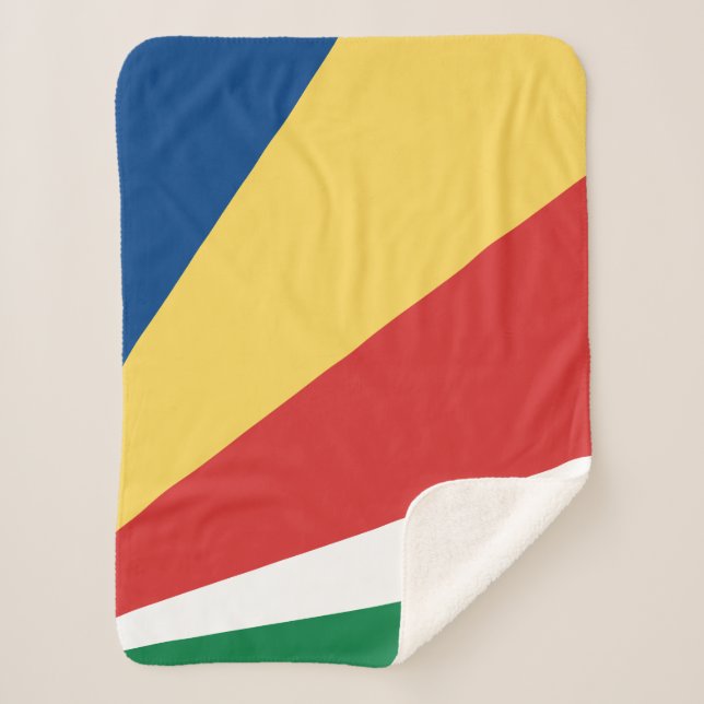Seychelles Flag Independence Day Love Heart Sherpa Blanket (Front)