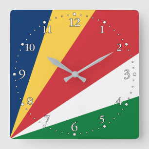 Seychelles Flag Square Wall Clock