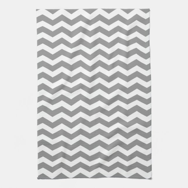 Seychelles Grey Wave Chevron Kitchen Towel (Vertical)