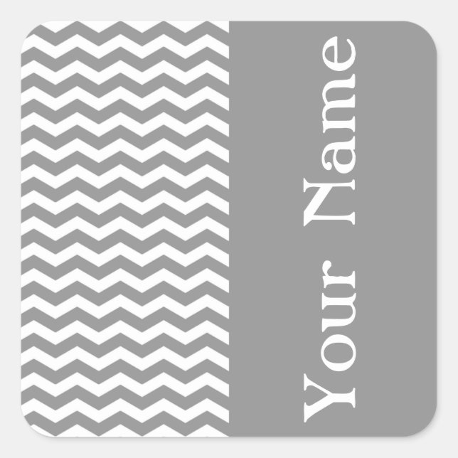 Seychelles Grey Wave Chevron with name Square Sticker (Front)