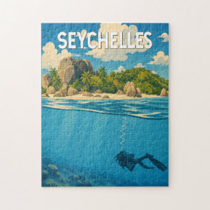 Seychelles Illustration Travel Art Vintage Jigsaw Puzzle