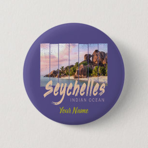 Seychelles Indian Ocean vintage sunset souvenir 2 Inch Round Button