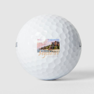 Seychelles Indian Ocean vintage sunset souvenir Golf Balls