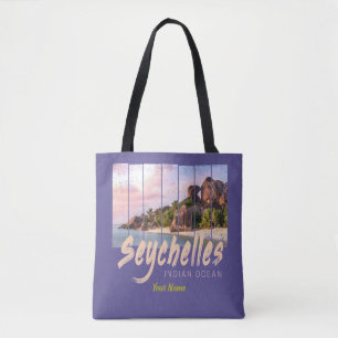 Seychelles Indian Ocean vintage sunset souvenir Tote Bag
