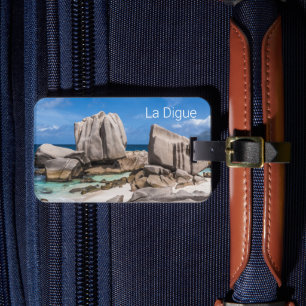 Seychelles La Digue Anse Marron Beach Vintage Luggage Tag