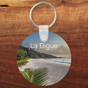 Seychelles La Digue Sunset Beach Holiday Souvenir Keychain