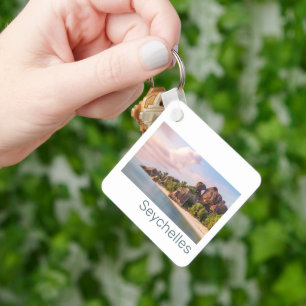 Seychelles La Digue Vintage Sunset Holiday Gift Keychain