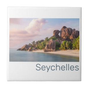 Seychelles La Digue Vintage Sunset Holiday Gift Tile