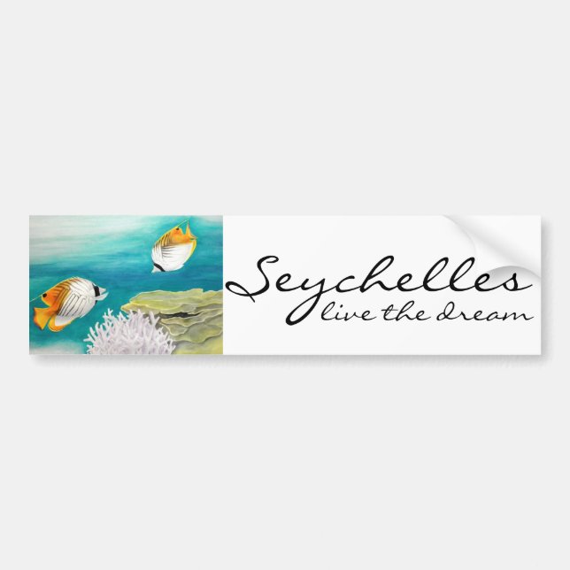 Seychelles live the dream angelfish bumper sticker (Front)