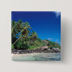 Seychelles, Mahe Island, Anse Royale Beach. 2 Inch Square Button
