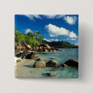 Seychelles, Mahe Island, Anse Royale Beach. 3 2 Inch Square Button