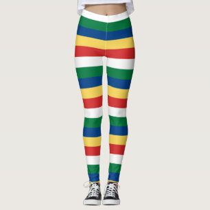 Seychelles National Flag Colours Horizontal Stripe Leggings