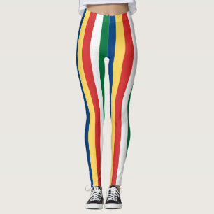 Seychelles National Flag Colours Vertical Striped Leggings