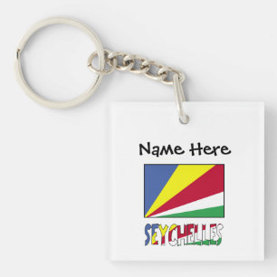 Seychelles Seychellois Flag Black Personalization Keychain