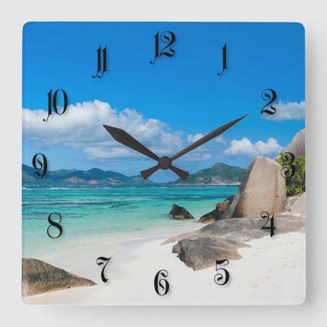 Seychelles Square Wall Clock (Front)
