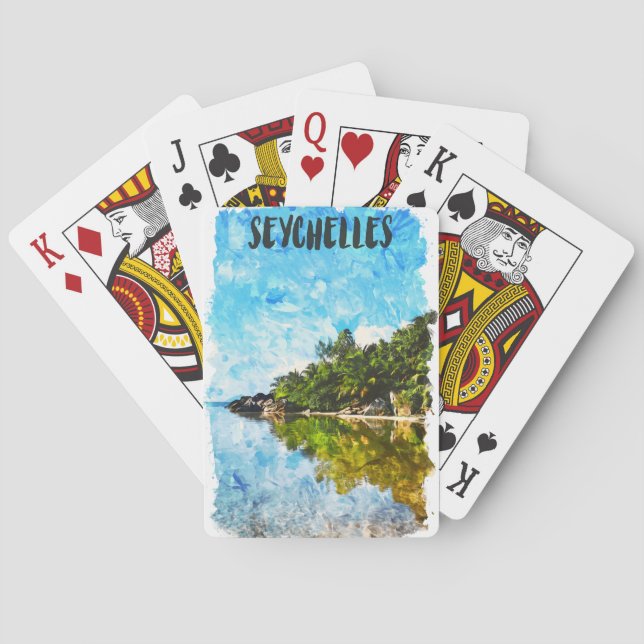 Seychelles Tropical Creole Island Travel Artwork Playing Cards (Back)