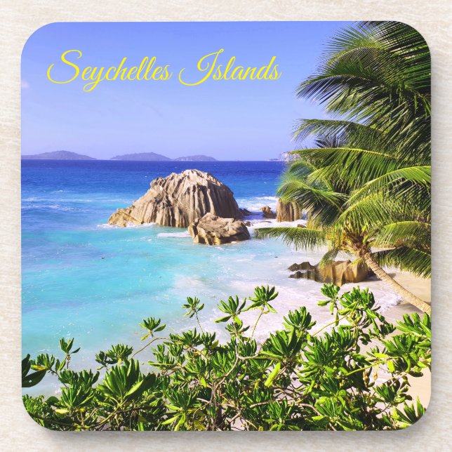 Seychelles Tropical Island Beach Coaster (Front)