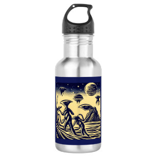SF - Aliens On A Strange Planet Woodcut 1 532 Ml Water Bottle