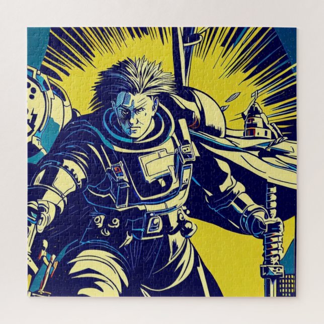 SF Anime Hero - Woodcut (1) Jigsaw Puzzle (Vertical)
