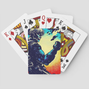 SF Anime Hero - Woodcut (2) Playing Cards