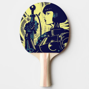 SF Anime Hero - Woodcut (3) Ping Pong Paddle