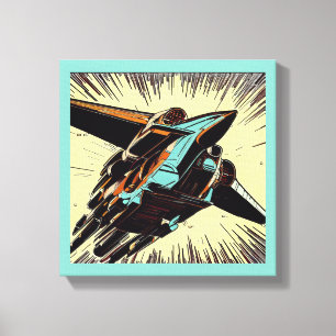 SF - Anime Starfighter Woodcut 3 Canvas Print