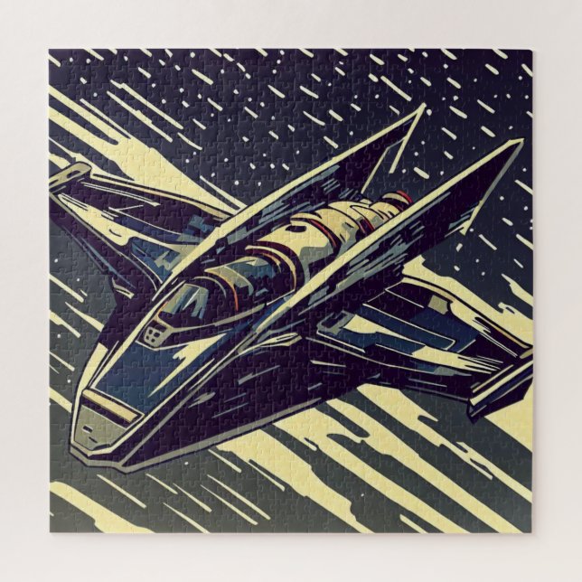 SF Anime Starfighter - Woodcut (4) Jigsaw Puzzle (Vertical)