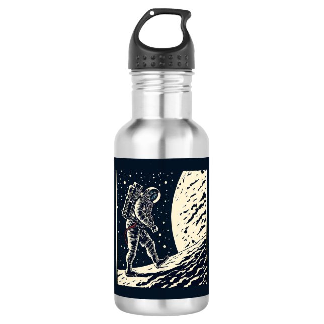 SF - Astronaut on Spacewalk Woodcut 1 532 Ml Water Bottle (Front)