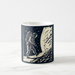 SF - Astronaut on Spacewalk Woodcut 1 Coffee Mug