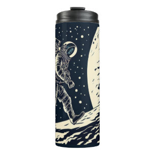 SF - Astronaut on Spacewalk Woodcut 1 Thermal Tumbler