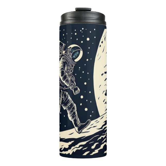 SF - Astronaut on Spacewalk Woodcut 1 Thermal Tumbler (Front)
