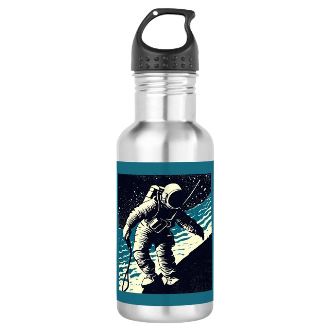 SF - Astronaut on Spacewalk Woodcut 2 532 Ml Water Bottle (Front)