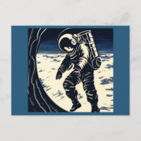 SF - Astronaut on Spacewalk Woodcut 3