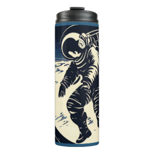 SF - Astronaut on Spacewalk Woodcut 3 Thermal Tumbler