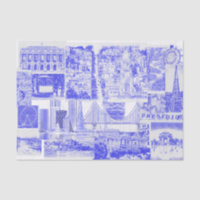 SF Bay Area Icons Blue Ink Toile