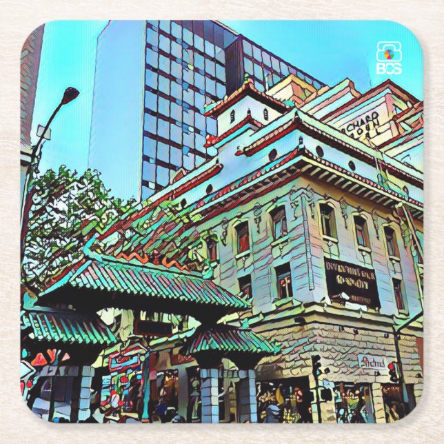SF Chinatown Gate Square Coasters (Front)