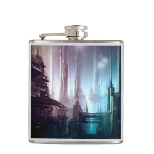 SF Futuristic City 2 Hip Flask