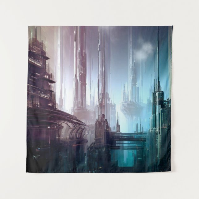 SF Futuristic City 2 Tapestry (Front)