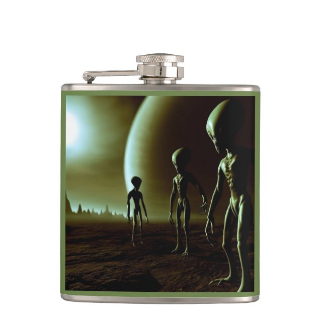 SF Grey Aliens 1 Hip Flask (Front)