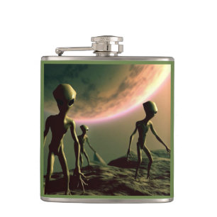 SF Grey Aliens 2 Hip Flask