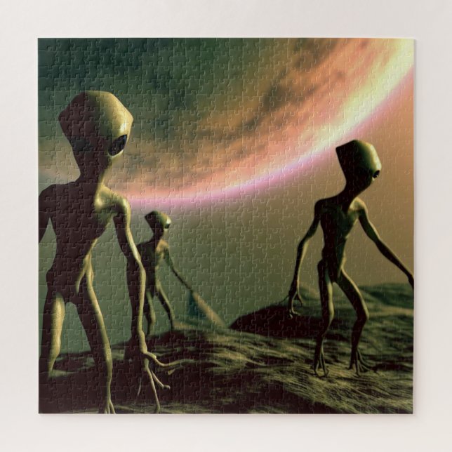 SF Grey Aliens on Alien Planet (2) Jigsaw Puzzle (Vertical)