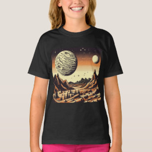 SF Mars Landscape Woodcut 1 T-Shirt