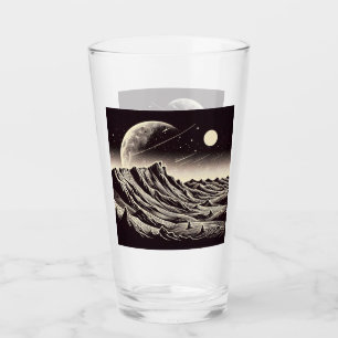 SF Mars Landscape Woodcut 3 Glass
