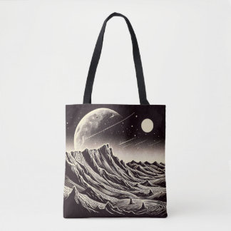 SF Mars Landscape Woodcut 3 Tote Bag