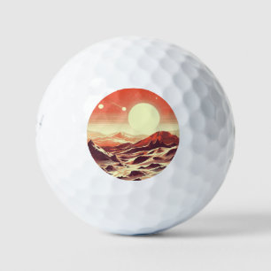 SF Martian Landscape Woodcut (2) Golf Balls