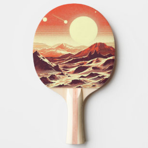 SF Martian Landscape Woodcut (2) Ping Pong Paddle