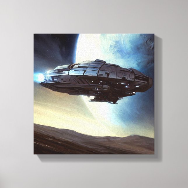 SF Orbiting Spaceship 2 Canvas Print (Front)